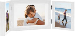 vidaXL - Drieluikfotolijst - 28x18 cm + 2x(13x18 cm) - wit