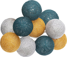 Atmosphera LED Feestverlichting - Batterijen niet inbegrepen - 10 ballen - o6cm - Blauw/Geel