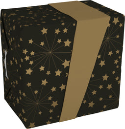 Cadeaupapier | 50cm | 100m | 80gr/m² | Stars | zwart/goud
