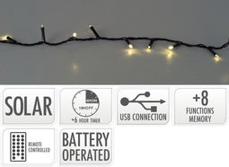 Solar verlichting - Rechargeable kerstversiering - Voor binnen & buiten - Warm wit en kleurrijk
