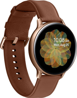 Samsung Galaxy Watch Active2 - Smartwatch - Roestvrijstalen behuizing en lederen band - Goud