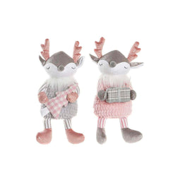 Decoratieve figuren DKD Home Decor Kerstmis Dier Polyester Herten (14 x 17 x 28 cm) (2 Stuks)