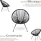 tectake® Bistroset - 2 stoelen en 1 tafel - Retro Egg Chairs Acapulco-stijl - Weerbestendig - Zwart