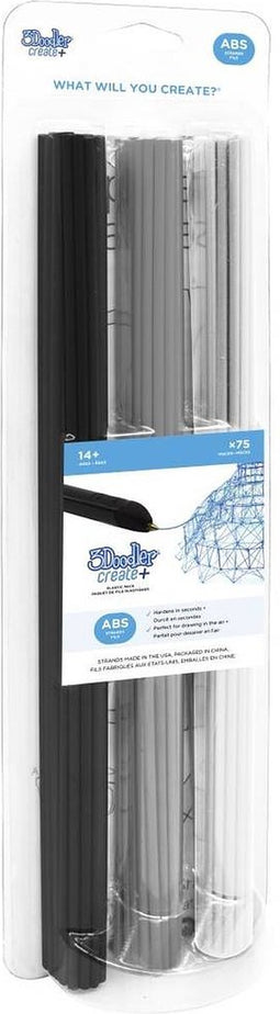 3Doodler AB-MONO-75 Create+ ABS Essential Mix Filament ABS kunststof 1.75 mm Zwart, Grijs, Wit 75 stuk(s)