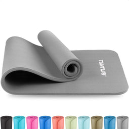 Tunturi NBR Yogamat - Fitnessmat Extra dik 15mm - 180x60cm - Incl Trainingsapp - Grijs