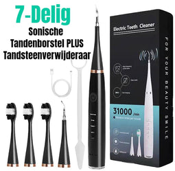 Allernieuwste.nl® SET Oplaadbare Sonische Tandenborstel PLUS Tandsteenverwijderaar - Ultrasone Reiniging 5 standen 31000/min - Kleur Zwart