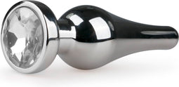 Zilveren puntige buttplug met steen