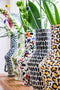 Return to Sender | Vaas Large 45 cm Wedges handgeschilderd - zwart witte bloemenvaas