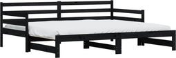 vidaXL - Slaapbank - met - onderschuifbed - 80x200 - cm - massief - grenenhout - zwart