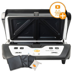 CuisiNoon - Multifunctionele Tosti- Wafel- & Grill Apparaat - 1000W - Zwart