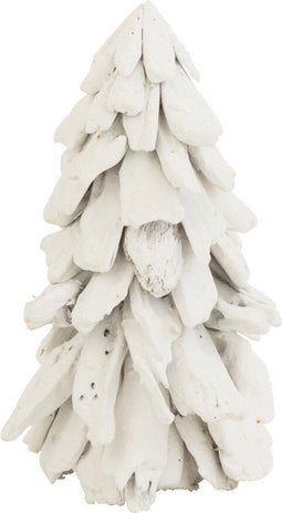 J-Line decoratie Boom Sneeuw - drijfhout - wit - small