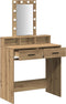 vidaXL - Kaptafel - met - LED-verlichting - in - Artisan - Eiken - 79x41x140 - cm