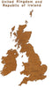 MiMi Innovations® Luxe Houten Landkaart - Muurdecoratie - United Kingdom and Republic of Ireland - 106x61 cm/41.7x24 inch - Bruin