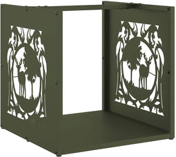 vidaXL - Brandhoutrek - 40x40x40 - cm - koudgewalst - staal - olijfgroen