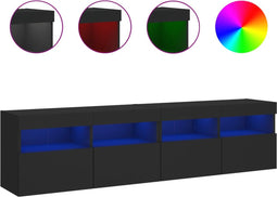 vidaXL - Tv-wandmeubels - met - LED-verlichting - 2 - st - 80x30x40 - cm - zwart