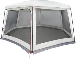 vidaXL - Zwembadtent - met - uitneembare - buiten- - gaaswanden - 670x590 - cm - grijs