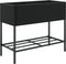 vidaXL - Plantenbakken - met - schap - 2 - st - 90x40x75 - poly - rattan - zwart