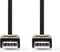 USB-Kabel - USB 2.0 - USB-A Male - USB-A Male - 480 Mbps - Vernikkeld - 1.00 m - Plat - PVC - Zwart - Polybag