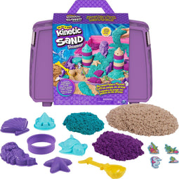 Kinetic Sand - Zeemeerminkoffer - 907g kinetisch zand met 7 gereedschappen - Groen Paars (1 stuk)