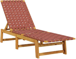 vidaXL - Ligbed - massief - acaciahout - en - stof - rood
