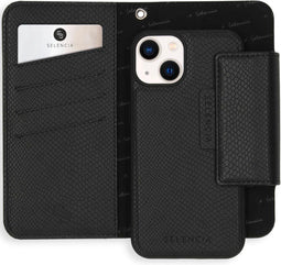 Selencia Hoesje Geschikt voor iPhone 13 Hoesje Met Pasjeshouder - Selencia Llyr 2-in-1 Uitneembare Slang Bookcase - Zwart