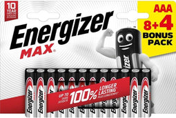 Energizer E303340900 - Max AAA Batterijen - 8 stuks (4 extra)
