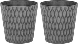 LAVRIO - Bloempot set van 2 - Grijs - 36 cm - Klei-vezelmengsel