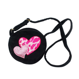 Tasje met Harten 16.5 cm Zwart/Roze