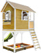 AXI Sarah Speelhuis in Bruin/Wit - Met Verdieping, Limoen Groene Glijbaan en Zandbak - Speelhuisje voor de tuin / buiten - FSC hout - Speeltoestel voor kinderen