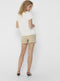 ONLY ONLFIRST ONE LIFE SS TOP - Korte mouwen - Knoopsluiting achter - Cloud Dancer - Maat 36