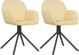 vidaXL - Eetkamerstoelen - draaibaar - 2 - st - fluweel - crèmekleurig