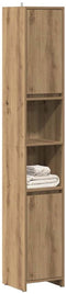 vidaXL - Badkamerkast - 30x30x183,5 - cm - bewerkt - hout - artisanaal - eikenkleur