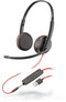 Poly C3225 USB-A - Hoofdtelefoon met microfoon - Ruisonderdrukkend - Zwart Rood