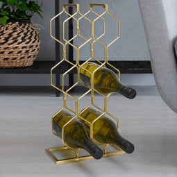 Home&Styling Wijnrek voor 8 flessen metaal goudkleurig