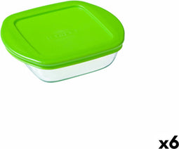 Pyrex Cook & Store - Vierkante Lunchtrommel 1 L - Krasbestendig Glas Groen (6 stuks)