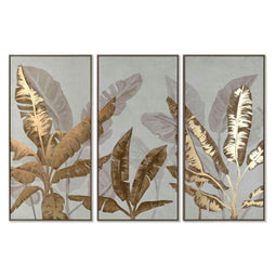 Set van 3 Schilderijen Home ESPRIT Palmen Tropisch 180 x 4 x 120 cm (3 Onderdelen)