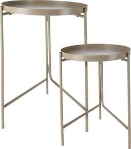 Home & Styling - Bijzettafels/plantenstandaards - 2-delig - D31 x H38 cm/D36 x H45 cm - champagne/goud - metaal (2 stuks)