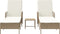 vidaXL - Ligbedden - 2 - stuks - met - Kussens - en - Tafel - Beige - Poly - Riet