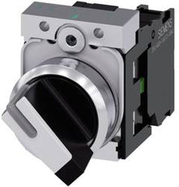 Siemens 3SU11502BF601BA0 3SU1150-2BF60-1BA0 Draaischakelaar Metalen frontring, Hoogglans Zwart, Wit 1 x 90 ° 1 stuk(s)