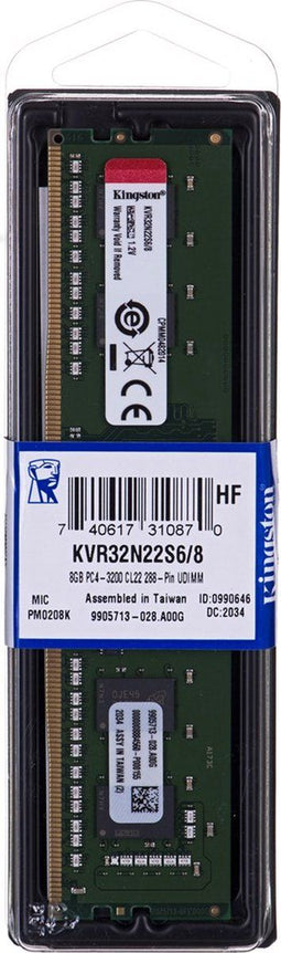 Kingston ValueRAM KVR32N22S6/8 - DDR4 Geheugenmodule 8GB 3200MT/s - 288-pins DIMM