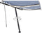 vidaXL - Luifel - handmatig - uittrekbaar - met - LED - 300x250 - cm - blauw - en - wit