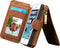 CaseMe - Billfold Hoesje voor iPhone SE & 5s & 5 - Lederen met 13 Kaartsleuven & Afneembare Magnetische PC - Bruin
