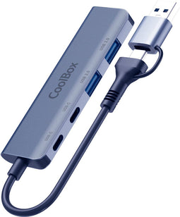 CoolBox HUB4 lite - USB 3.2 Gen 1 Type-A + Type-C - 4 poorten 5000 Mbit/s - Grijs