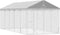 vidaXL - Hondenkennel - met - dak - 3x7,5x2,5 - m - gegalvaniseerd - staal - zilver