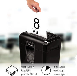 Fellowes 8C - Papierversnipperaar - P4 Snippers - 8 vel - 14L