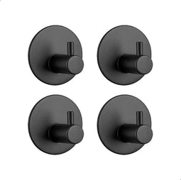 AKSA Home® Handdoekhaakjes Zelfklevend Rond 4 stuks - Handdoekhouder Zwart - Wandhaak - Haken - Ophanghaken