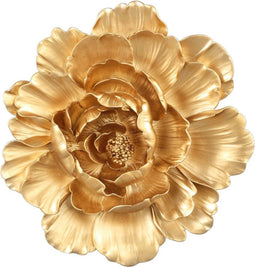 PTMD Mira Bloem Wanddecoratie - 30 x 4,5 x 29,5 cm - Polyresin - Goud