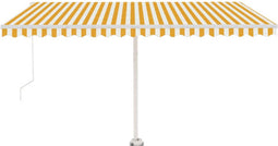 vidaXL - Luifel - handmatig - uittrekbaar - met - LED - 450x300 - cm - geel - en - wit