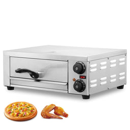 Pizzaoven op aanrecht, elektrische oven, 12 inch, 1500 W, met temperatuurregeling en timer van 0-120