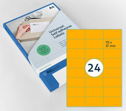 Rillprint - Etiket 70x37mm fluororanje 2400 etiketten
